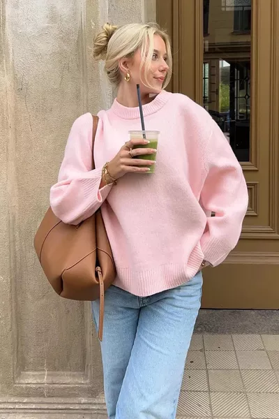 Pink Oversized Knit Sweater