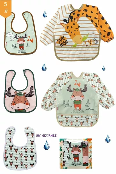 2-Sleeve 3-Sleeveless Waterproof Bib for Ages 0-3