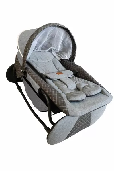 سرير أطفال فاخر من الكتان الأصلي - تدريجي - يهتز - كرسي أطفال