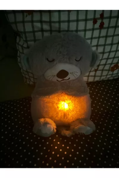 رفيق النوم قندس الماء، دُب محشو قابل للتنفس، لعبة محشوة موسيقية مضيئة تتحرك مع حركة التنفس الإيقاعية