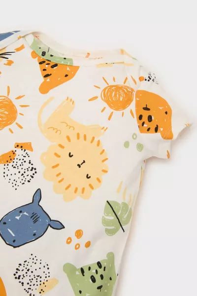 Baby Boy Newborn Animal Pattern Cotton Short-Sleeve Romper SM