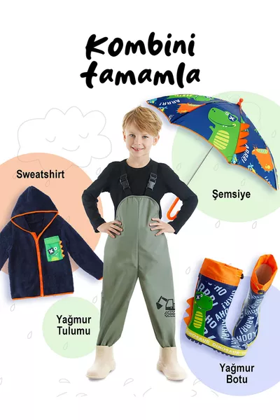 معطف مطري مضاد للماء للأولاد مع قبعة