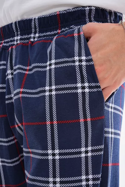 Herren Baumwoll Pyjamahose mit Taschen, kariertem Muster und elastischem Bund