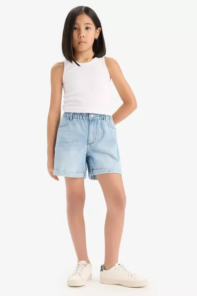 Girls' Paperbag Jean Shorts SM