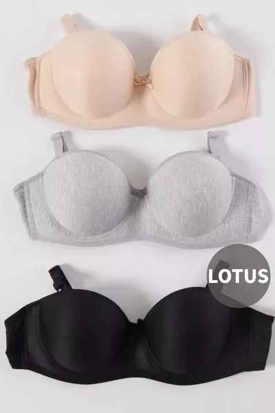 Дамски сутиен комплект с 3 части, без подплънки, с банели, оформящи