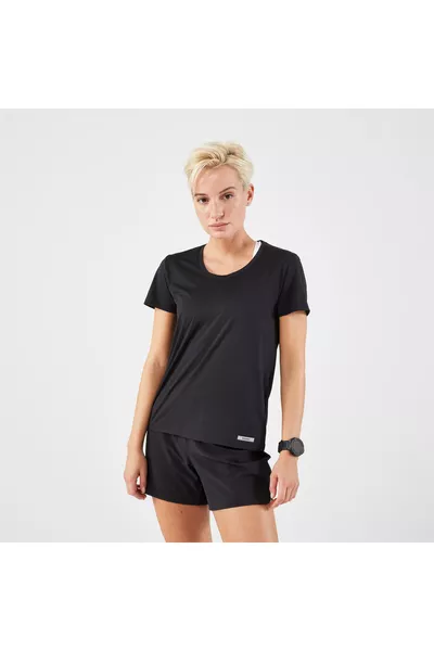 Kalenji Women's T-Shirt - Running - Black - Kiprun Run 