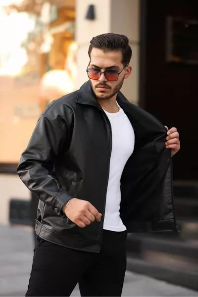 Мужская кожаная куртка оверсайз, новая коллекция