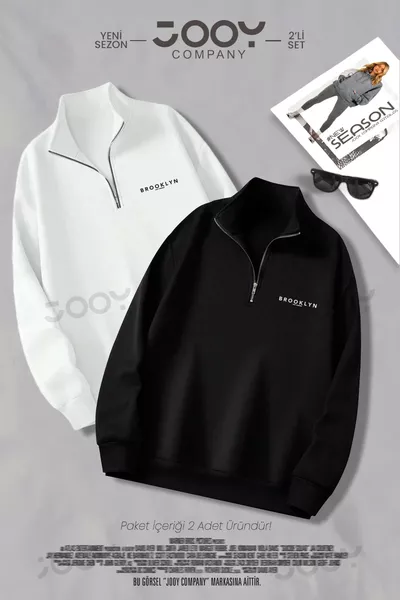 Brooklyn JC Half-Zip Sweatshirt Black - White 2-Piece Promo Set