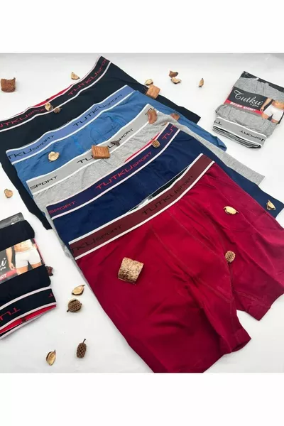 بوكسر رجالي رياضي من القطن % مع إيلاستان مرن، حزمة مكونة من 6 قطع