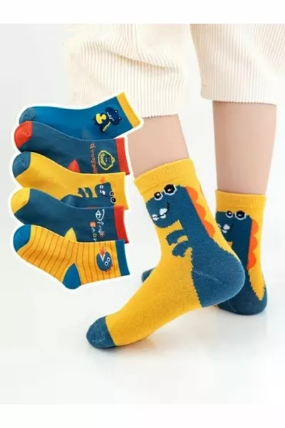 5 أزواج جوارب أطفال ورضع بنقش ديناصور، سلسلة الديناصورات الخاصة 2