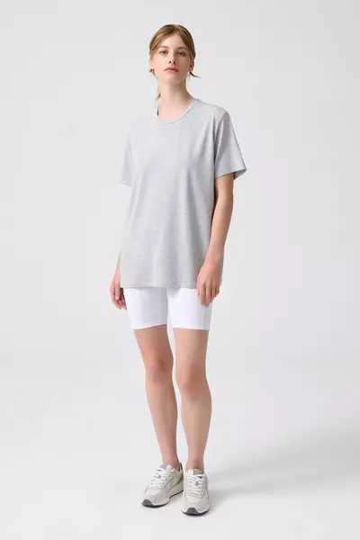 x Melodi Grijs Gemêleerd Oversized Los T-shirt Boyfriend T-shirt