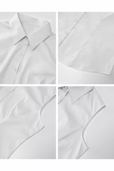 قميص رياضي أبيض بأكمام صفرية