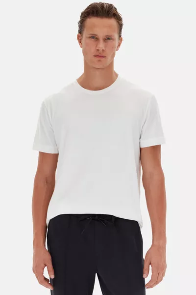 Ds Damat Oversize Beyaz Bisiklet Yaka % Pamuk T-Shirt