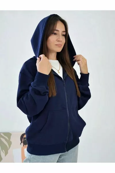 Unisex Navy Blue Zip-Up Hoodie
