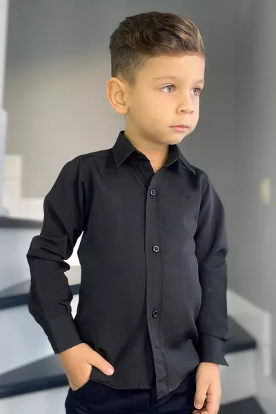 Jungen einfarbiges Hemd