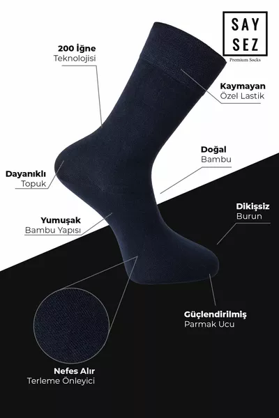 Bambus Herren Sockel Lange Flache Sortiment Socken Nahtlos Premium Boxed 6 Stück (2 Schwarz - 2 Marineblau - 2 Rauch)