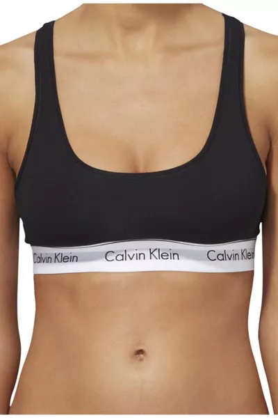 Women's Brand Logo Elastic Band Black Sports Bra E  Suitable for Daily Use