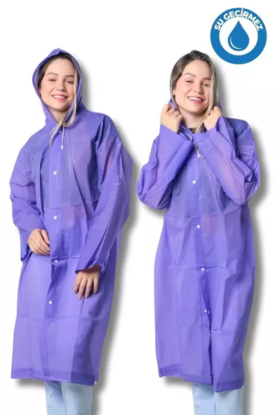Veste imperméable pour femme et homme avec capuche, pression, en EVA, couleur violette 