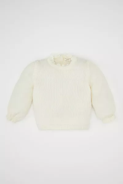 Girl Baby Crew Neck Knit Pattern Sweater wn