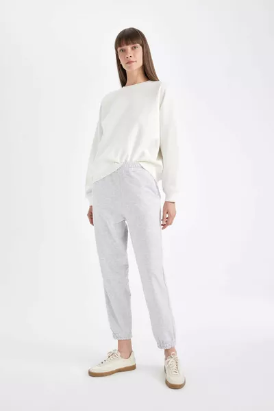 Jogger Eşofman Altı Basic Düz Beli Paçası Lastikli Cepli AU