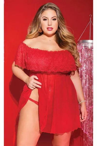 Fantasy Nightgown in Plus Size  with Lace Top and Lycra Tulle Bottom