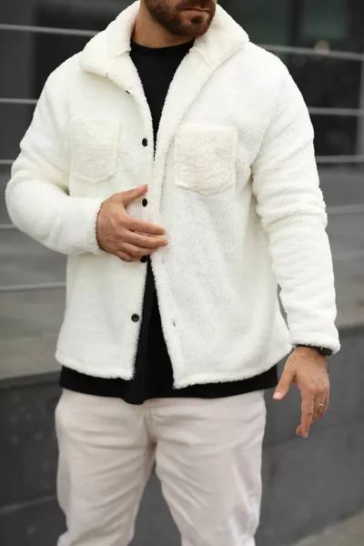 Плюшевая куртка унисекс, обычный крой, с карманами