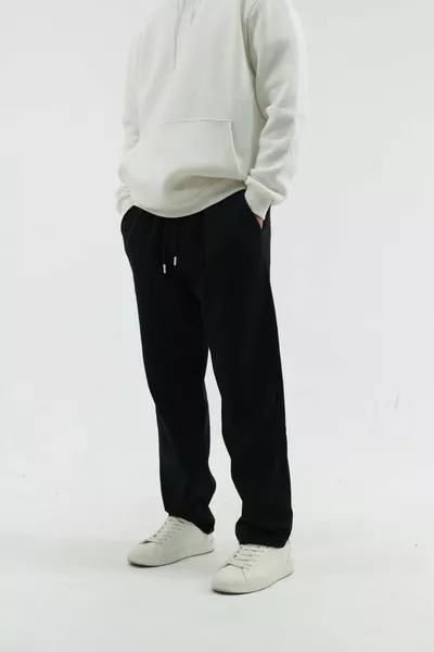 سروال رياضي رجالي واسع من الصوف المزدوج للخريف والشتاء