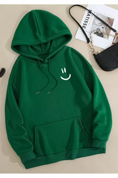 Felpa Morbida con Stampa di Faccina Sorridente