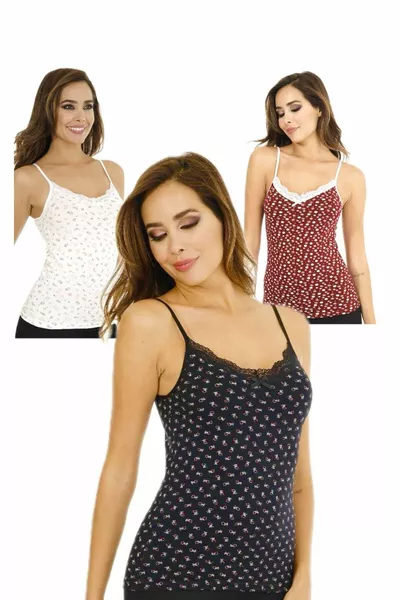 Set di 3 canotte con pizzo a fantasia. I modelli vengono aggiornati continuamente. Ogni pacco contiene un modello diverso e nuovo.