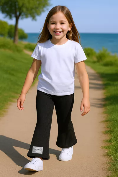 LEGGINS IN MAGLIA PER BAMBINA CON GAMBA ALLA SPAGNOLA 