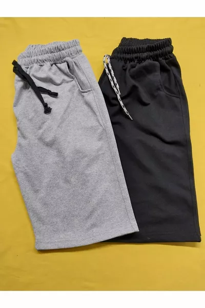 Gerades Jungen-Capri-Set Schwarz Grau, 2-teilig