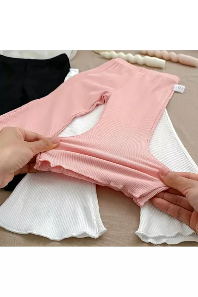 3 Pieces of Girls' Baby and Children's Kaşkorse Comfortable Fit Spanish Leg Tights Pants