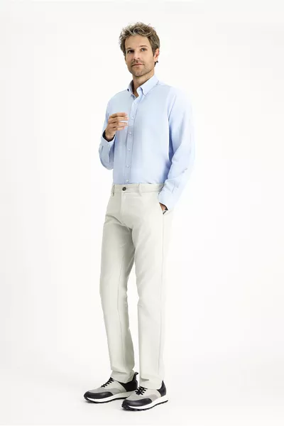 Uzun Kol Regular Fit Düğmeli Yaka Oxford Pamuklu Kolay Ütülenebilir Gömlek