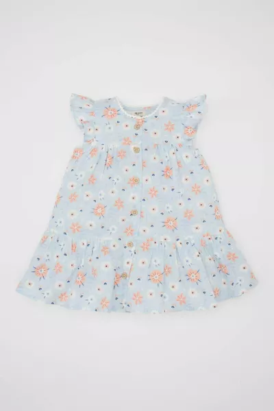 Платье без рукавов из поплина для девочки с цветочным узором SM