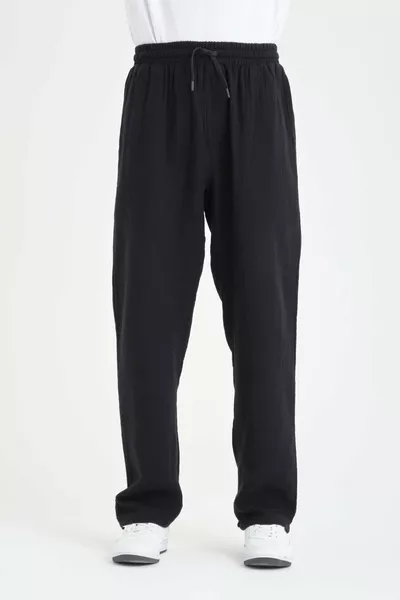 Pantalon Homme Baggy en Mousseline Léger et Confortable - Noir