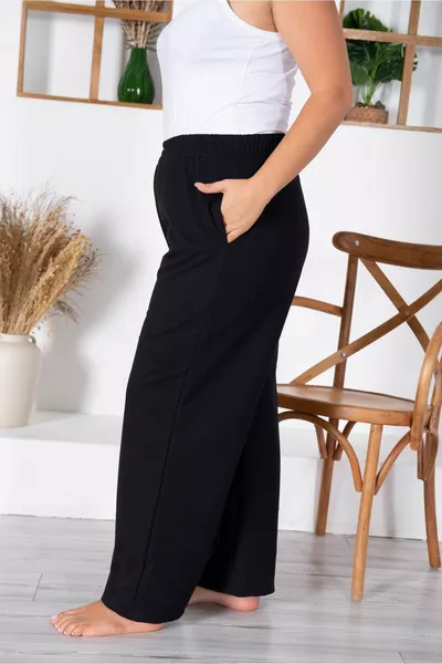 Women's Plus Size Heavyweight Double Knit Black Sweatpants XL /2XL /3XL /4XL /5XL /6XL 