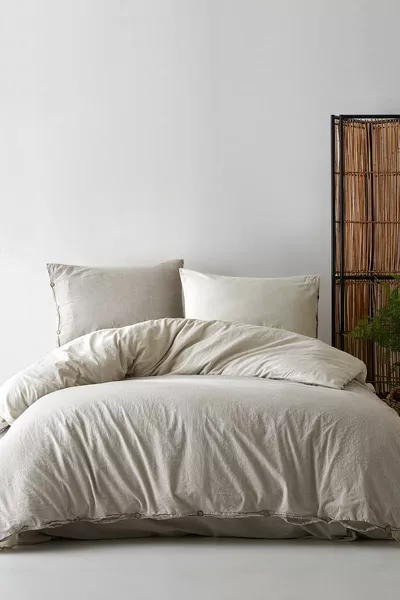 Cottage % хлопковое двухспальное постельное бельё, окрашенное пряжей, полосатое, коричневого цвета