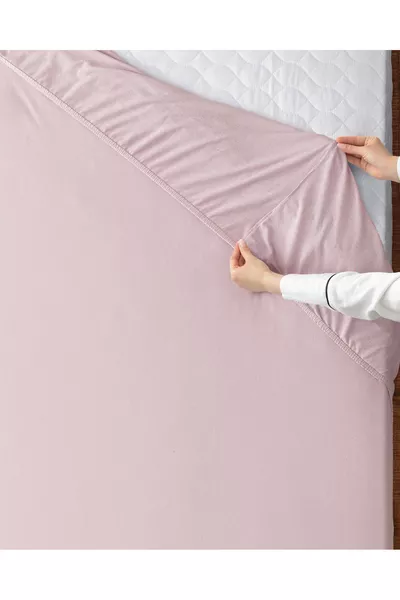 Double Fitted Sheet % Cotton Jersey - Light Plum