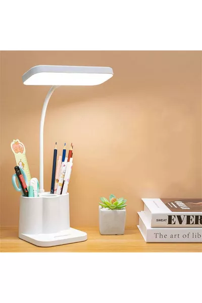 Белая настольная лампа для чтения с  светодиодами и регулируемой яркостью, стильная и удобная рабочая лампа