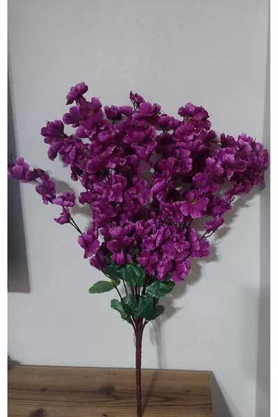 1 Adet 9 Dallı Mor Bahar Dalı Saksı Vazo Dekor Süsü