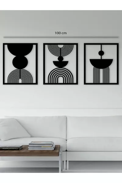 Бохемски абстрактен декоративен комплект от 3 картини, дървена стенна декорация, стенна украса, подарък, MDF лазерно рязане