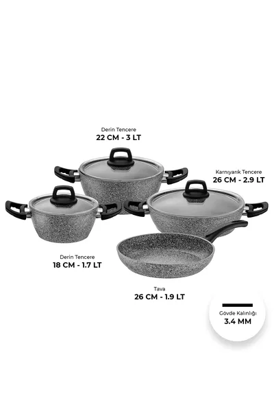 Lucca 7-teiliges Topfset Grau Blau