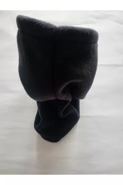 Unisex Black Multipurpose Winter Fleece Neck Warmer Beanie