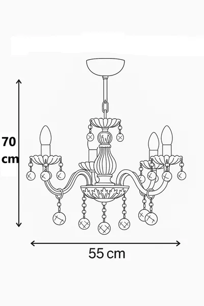 ألميرا 4 لمبة ثريا بزجاج مصقول اللون الكريمي