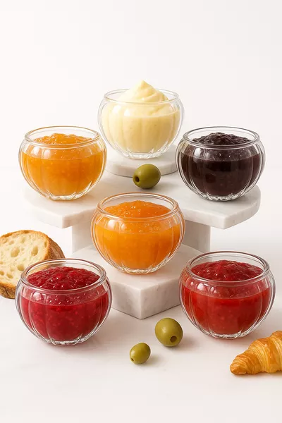 6-Piece Double-Walled Mini Glass Sauce, Candy, and Turkish Delight Dish Set with Patterned Borosilicate Glass