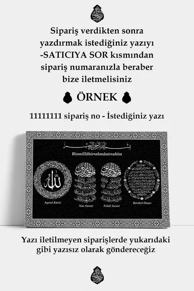 Ислямска стенна картина за вас, вашето семейство и близките ви - Айетел Кърси, сура Фалак и Нас с молитва за благословия