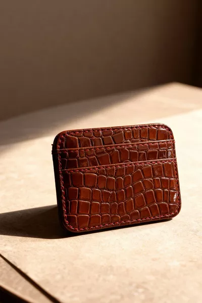 Burgundy Leather-Look Cardholder Wallet 