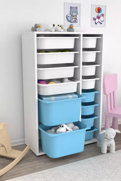 Rine  Mandige Meervoudig Doel Speelgoedkast Blauw Wit u
