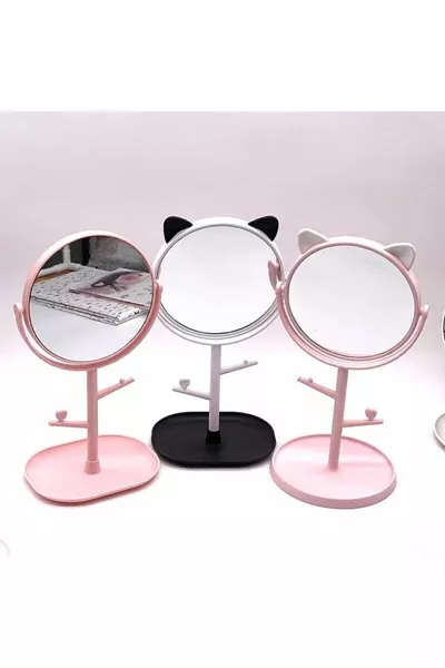 Cat Ear Desktop Makeup Mirror with Hooks