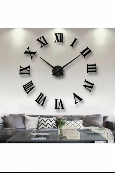 Roman Numeral Laser Cut Black Wooden Wall Clock